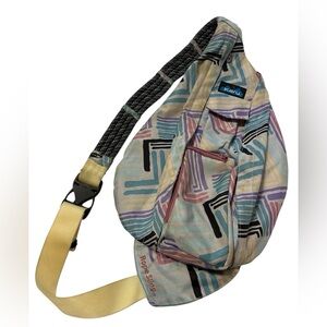 Kavu Pastel Lines Rope Sling Bag Pockets Hiking Camping Bag